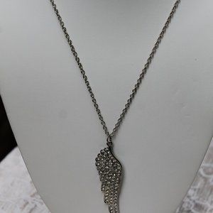 Aero Angel Wing Crystal Silver Necklace